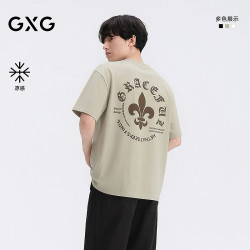 GXG 26夏季新品GXG男装 微廓字母背后大图案圆领短袖T恤男