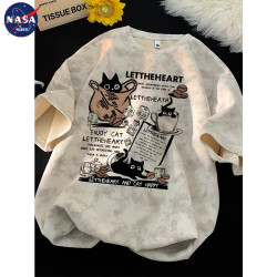 NASA MARVEL 美式重磅扎染t恤短袖男2026新款夏季印花宽松圆领半袖衣服打底衫