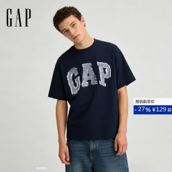 Gap 男女装2026春季新款纯棉logo印花宽松短袖T恤复古上衣866089