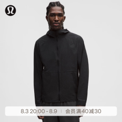 lululemon 丨汪顺同款Pace Breaker Ripstop男士夹克 拒水 LM4ARUS 黑/羽毛灰 L