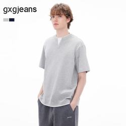 gxgjeans 男装假两件拼接简约休闲短袖T恤男生26夏新品 灰色 175/L