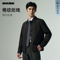 利郎 休闲夹克男短款翻领时尚绗线外套男士茄克上衣