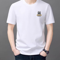 KUKF 轻奢高档品牌短袖T恤男夏季新款时尚休闲百搭韩版潮牌圆领半截袖 A001白色 L (建议105-120斤)