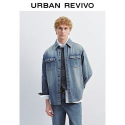 UR URUR2026春季新款男复古水洗棉质牛仔衬衫UMM850078