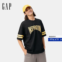 Gap 男女装春季款纯棉印花logo撞色短袖T恤宽松休闲上衣725615