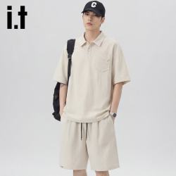 izzue 男士亚麻天丝套装 2026 短袖POLO衫休闲短裤