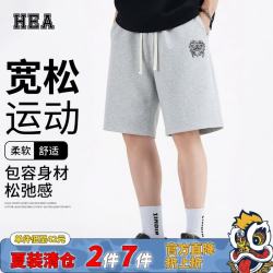 醒狮 夏季休闲短裤潮流时尚百搭户外ins风宽松运动舒适休闲裤 灰色 2XL