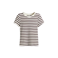 H&M 罗纹打底衫 酒红色 M 女士T恤