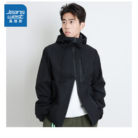 真维斯 男装秋季休闲夹克外套 黑色 2XL