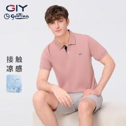 金利来 男士短袖POLO衫 GY 凉感透气休闲翻领T恤