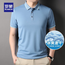 罗蒙 短袖t恤男冰丝夏季新款男士纯色