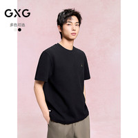 GXG 男装 双色肌理面料短袖T恤男士上衣 26年夏季 黑色 L
