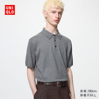 优衣库 可机洗针织polo衫/短袖男装女装26春夏新款481725 05 天灰色 XS