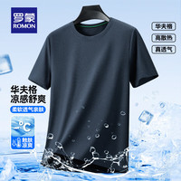 罗蒙 冰丝凉感短袖t恤男夏季新款易打理纯色薄款Polo衫 3T509036夜兰 M (建议95-115斤)