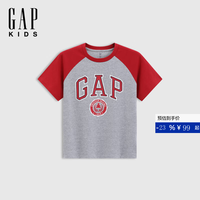 Gap 印花纯棉logo撞色短袖T恤 791434 红色