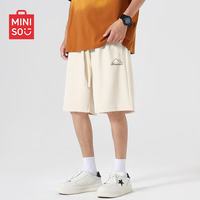 名创优品 重磅短裤男士夏季新款外穿宽松五分裤青少年休闲中裤子 浅米 M