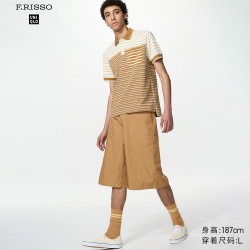 优衣库 宽松短裤男装女装合作款/裤子487891 34 驼色 M