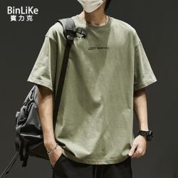 其它 BINLIKE 男士短袖T恤 日系简约纯棉重磅宽松休闲潮流夏季