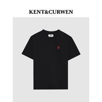 KENT&CURWEN 玫瑰系列夏新品男士纯棉刺绣短袖T恤 黑色99 M (175/96A)
