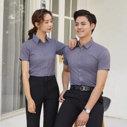 馨源衣佰职业衬衫短袖夏季男女同款银行4S店售楼部工作服销售员商务装定制 灰色（男款） 41
