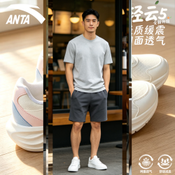 安踏 冰丝速干短裤男运动裤子男夏季透气五分裤宽松休闲裤跑步健身裤 男装灰
