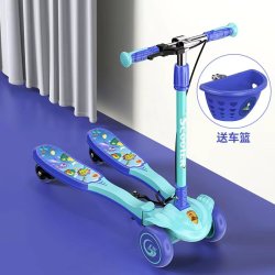 乐玩童年 儿童蛙式滑板车3-6-12岁男女孩初学双脚四轮宝宝溜溜车剪刀滑板车