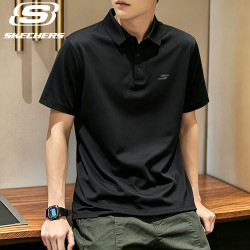 斯凯奇 冰丝速干polo衫短袖男2026夏碳黑色  L
