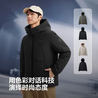 波司登 90绒加厚连帽短款 黑色 S 170/92A 男士羽绒服