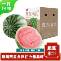 京鲜生 无籽麒麟西瓜 净重5-7斤 1粒