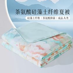 水星家纺 百丽丝 茶氨酸抗菌 A类可水洗夏凉被 硅藻土夏被(漫雅花朝&绿) 150cm*200cm