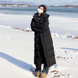 中戏 男女明星超长款过膝加厚情侣艺考校服羽绒服