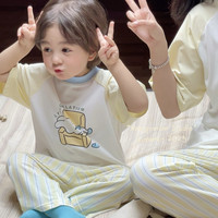 皮尔熊 亲子装儿童短袖莫代尔棉套装2026夏新款卡通家居服男女睡衣空调服