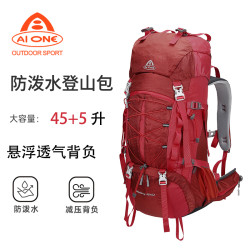 艾王 专业登山包 户外徒步露营双肩包 45+5升