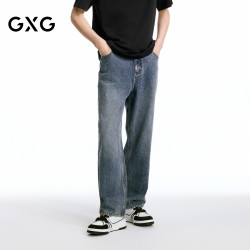 GXG 春装 男士宽松直筒水洗牛仔裤 G25D052159