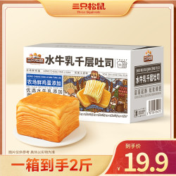 三只松鼠 10点抢手撕面包整箱糕点水牛奶