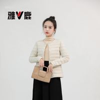 雅鹿 女士羽绒服 2025新款时尚短款内胆90绒可变领轻便