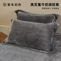 草本初色 加厚牛奶绒枕套 法兰绒枕头套 2只装