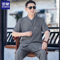 罗蒙 唐装男中老年人新中式国风爸爸夏装套装短袖2026新款父亲夏季衣服