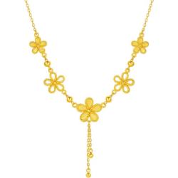 周六福 A0612525 桃花黄金项链 约9.04g 40+5cm