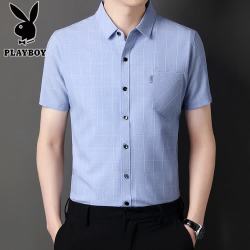 PLAYBOY 男士短袖衬衫 商务休闲衬衣
