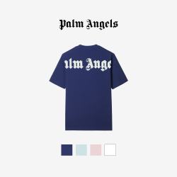 Palm Angels 短袖T恤男2026新款logo宽松时尚情侣装圆领休闲潮牌 蓝色 XL