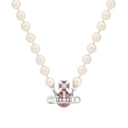 Vivienne Westwood Kitty 土星典雅造型圆珠项链 金色/粉色