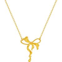 周六福 金丝蝴蝶结黄金项链女吊坠 计价A0615493 约3.1g 40+5cm