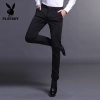 PLAYBOY 男士休闲裤 弹力透气修身小脚长裤