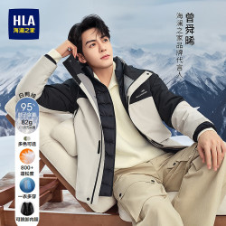 海澜之家 羽绒服董事长推荐曾舜晞同款084A极光95绒外套男HWRAJ4J084A 米白镶拼84 S