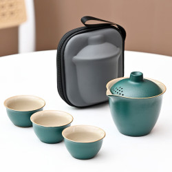 景盏 黑陶快客杯便携旅行茶具商务