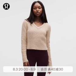 lululemon Alpaca-Blend 羊驼毛混纺绞花针织 V 领毛衣