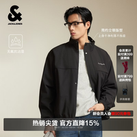 杰克琼斯 杰克·琼斯(JACK&JONES)26年新款秋季夹克宽松立领精致刺绣外套男士 E40黑色