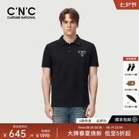 C'N'C CNC亲肤舒适印花logo简约商务polo26春夏奢品休闲T恤男 黑色 48 /S/(170/88A)