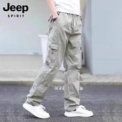 JEEP SPIRIT 吉普工装休闲裤男士2026夏季薄款直筒宽松裤子男大码运动裤 浅灰L